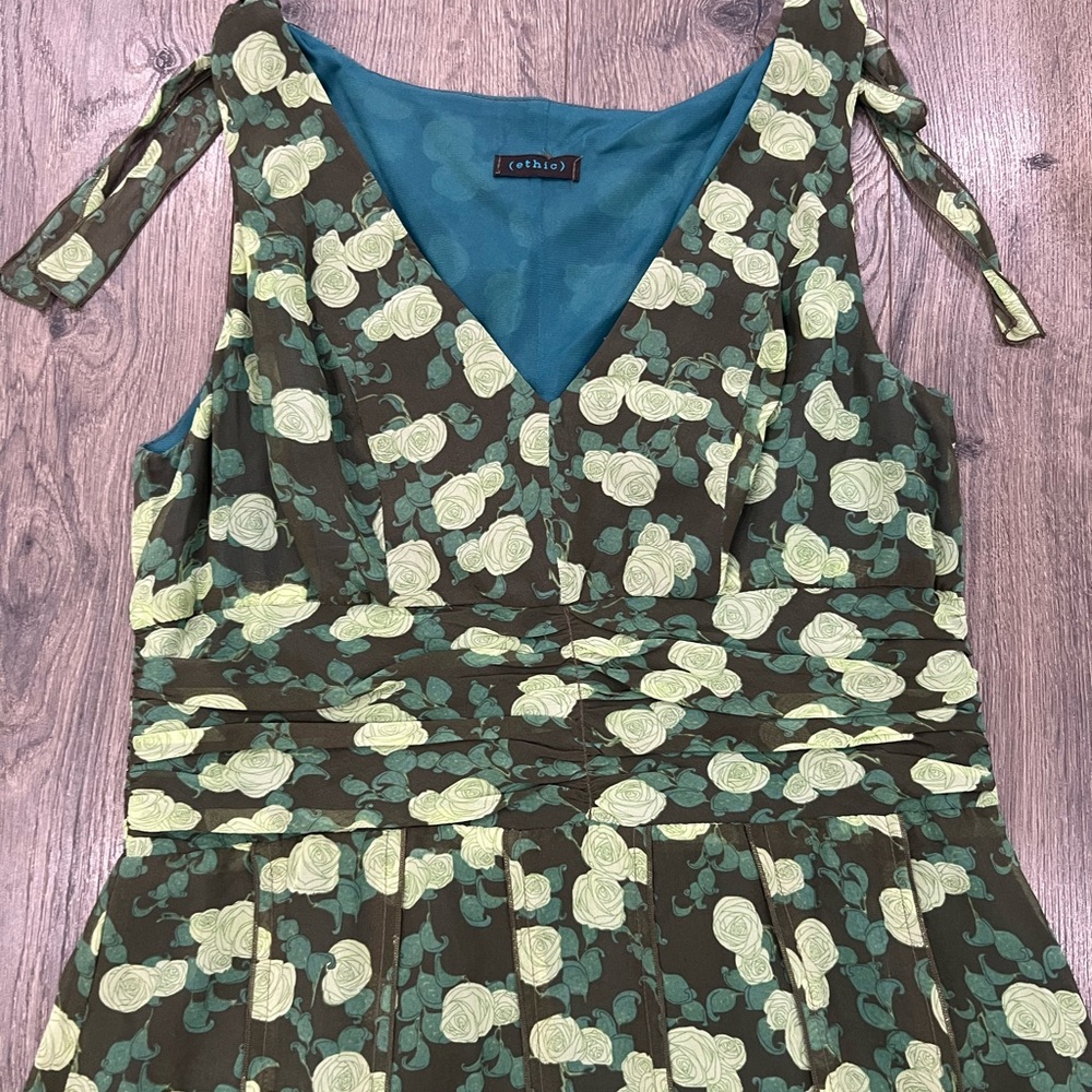 Ethic Floral Sleeveless Dress with Bow Straps